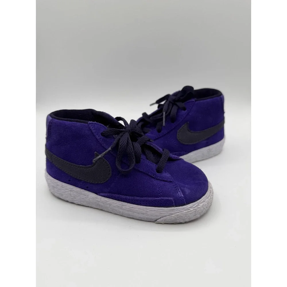 Nike Blazer Mid Purple Black 549551-502 Kids Size 8C Pre-Owned No Box